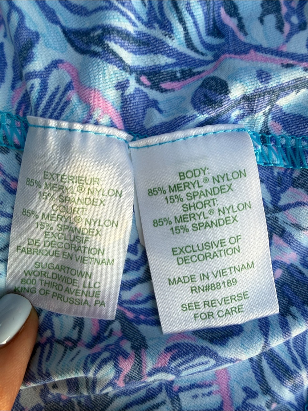 Lilly Pulitzer Luxletic Skort XL Blue Pink Tropical Floral Built-In Shorts - Picture 4 of 5